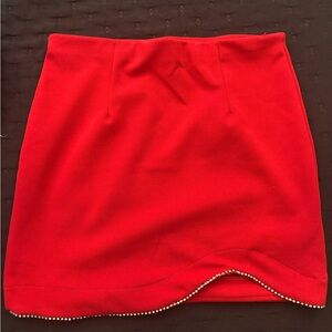 Elegant Red Skirt with Shiny Details